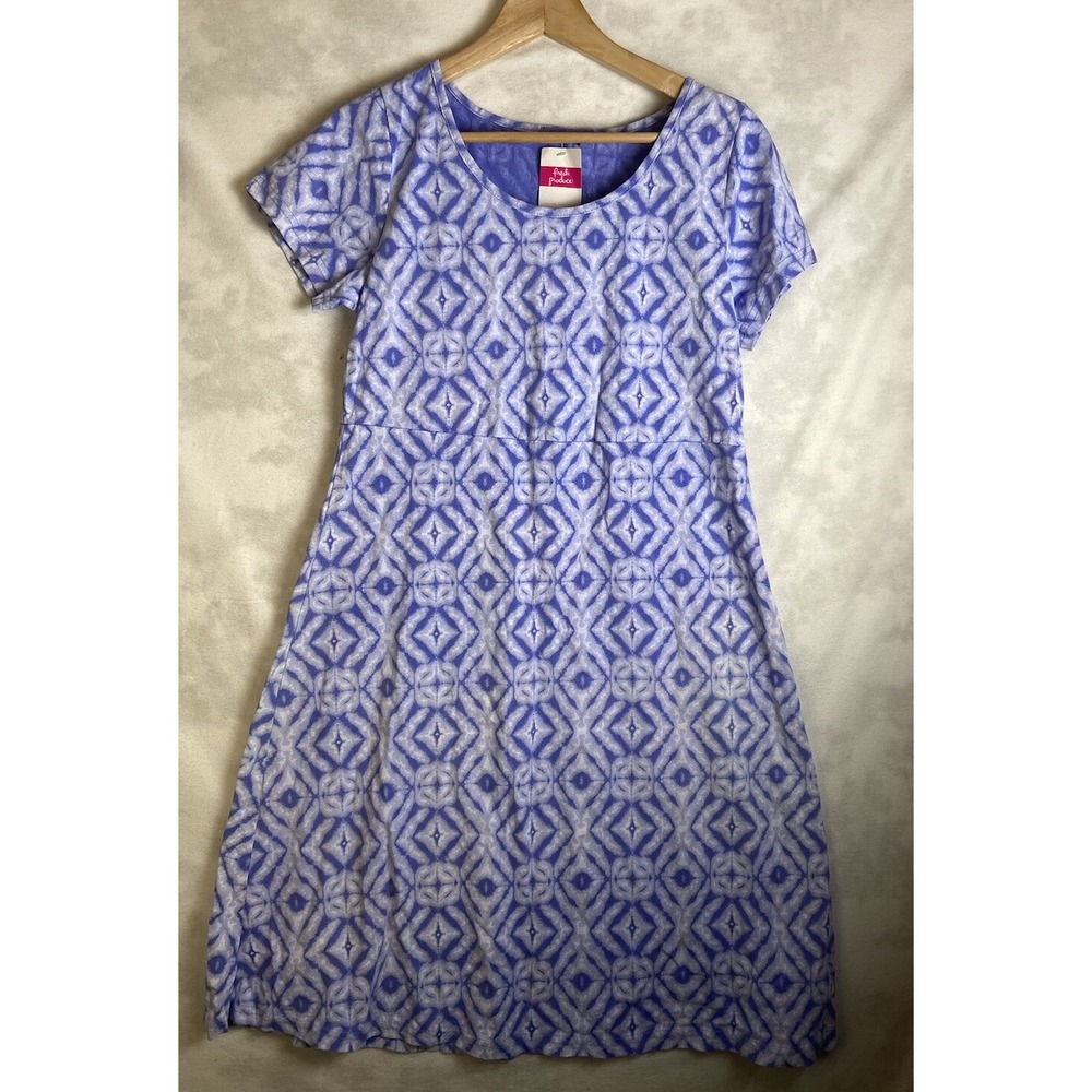FRESH PRODUCE Jersey Cotton Dress NWT Size XS PERI BLUE Geometric Short Sleeve